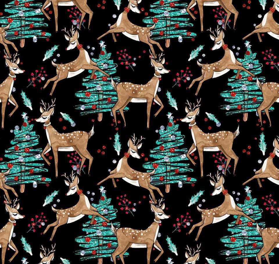 deer red and trees