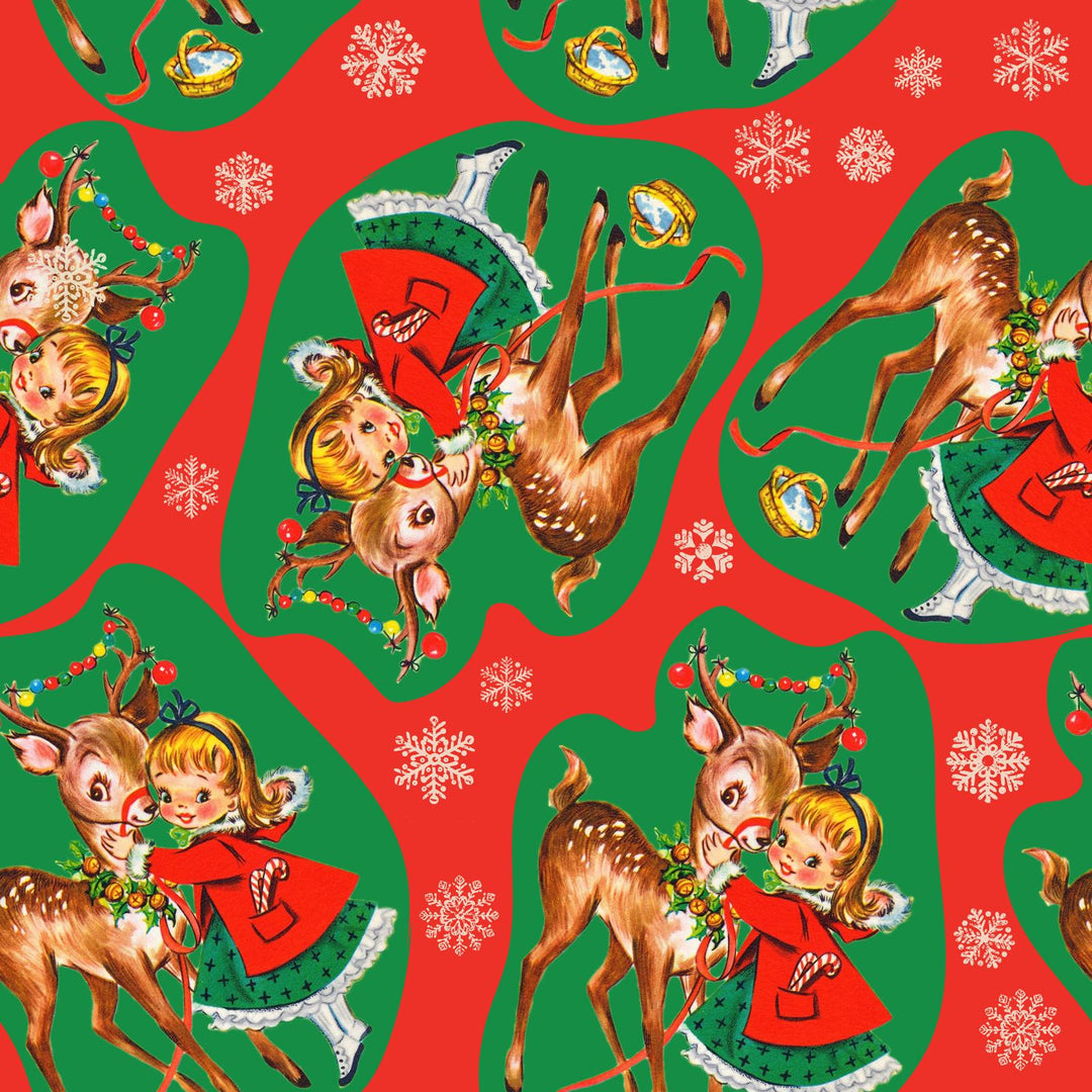 Reindeer and girl red and green
