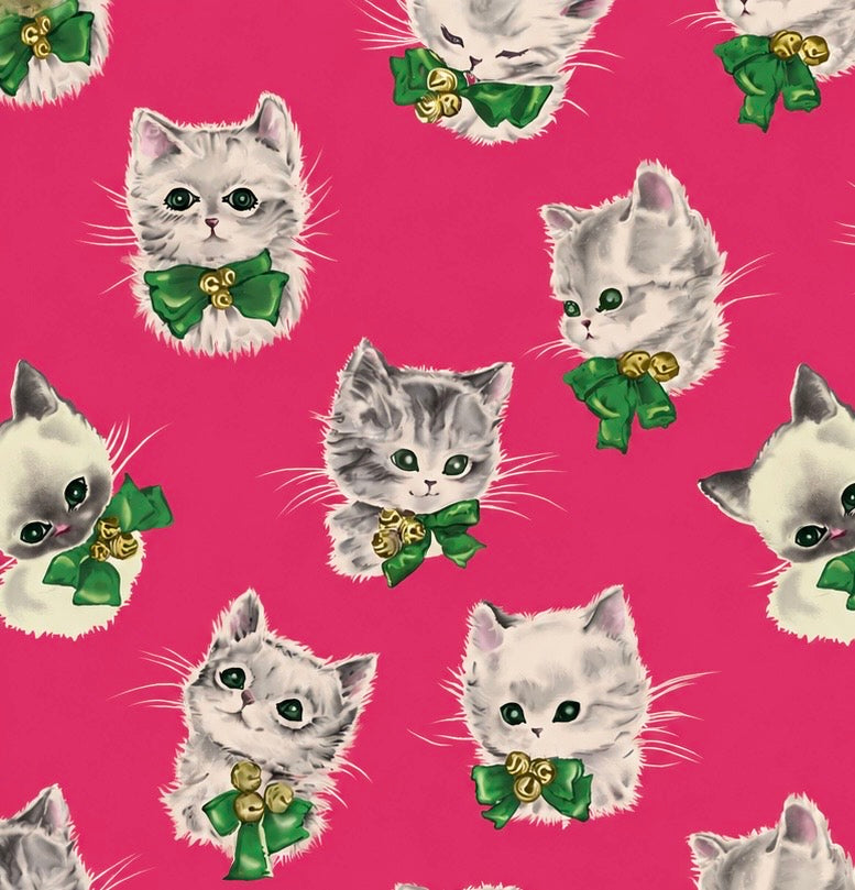 Vintage Christmas  kitty pink