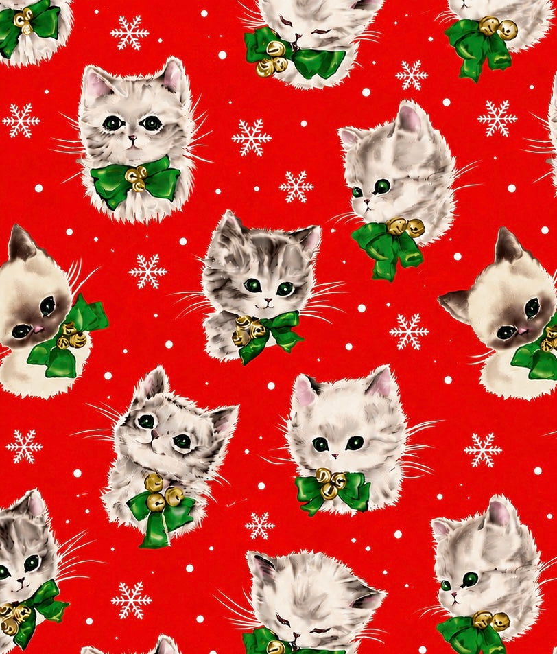 Vintage Christmas  kitty red
