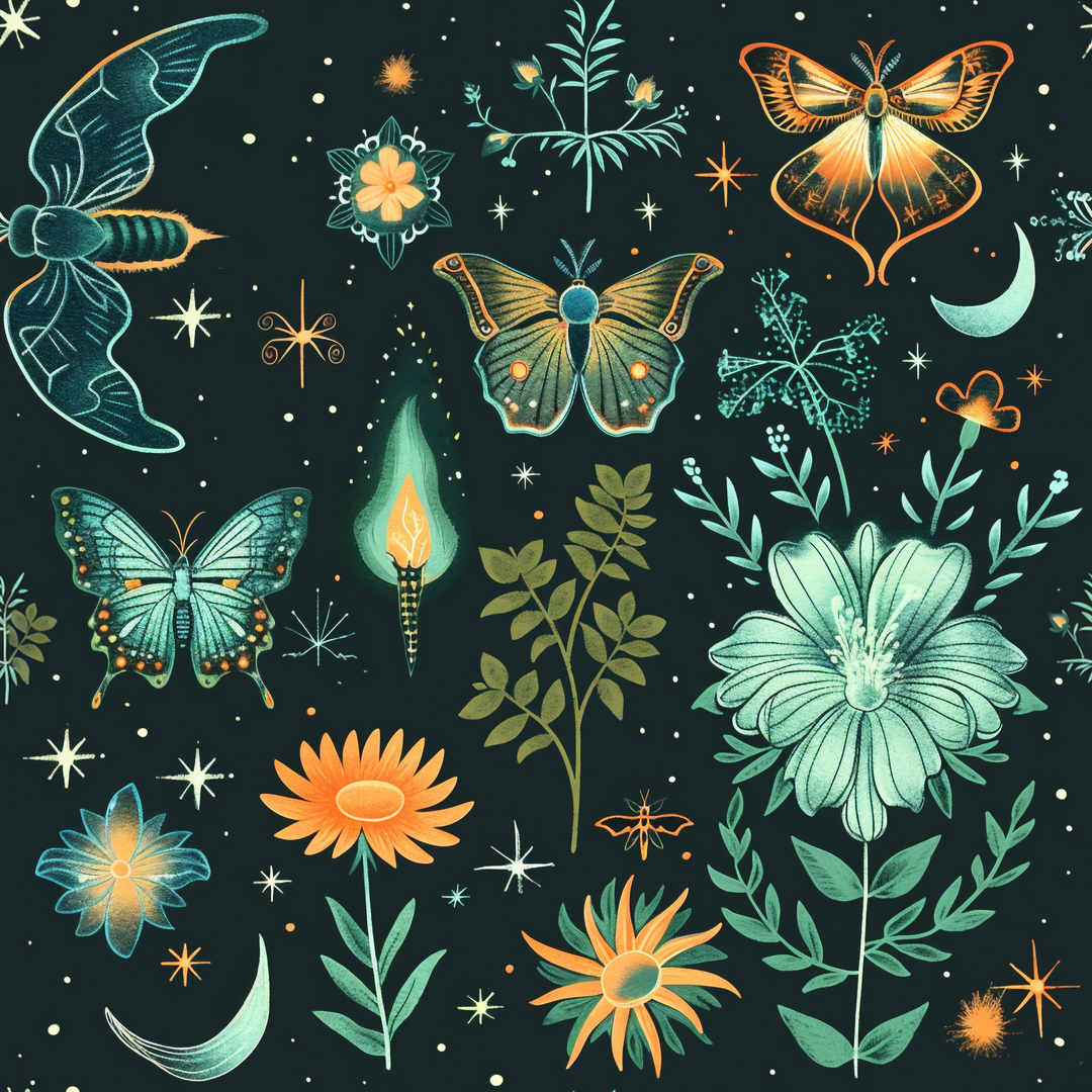 Moonlight, moths, and wildflowers ￼