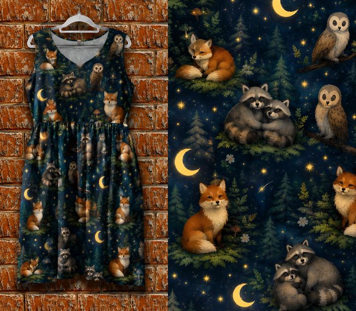 Moonlit woodland friends